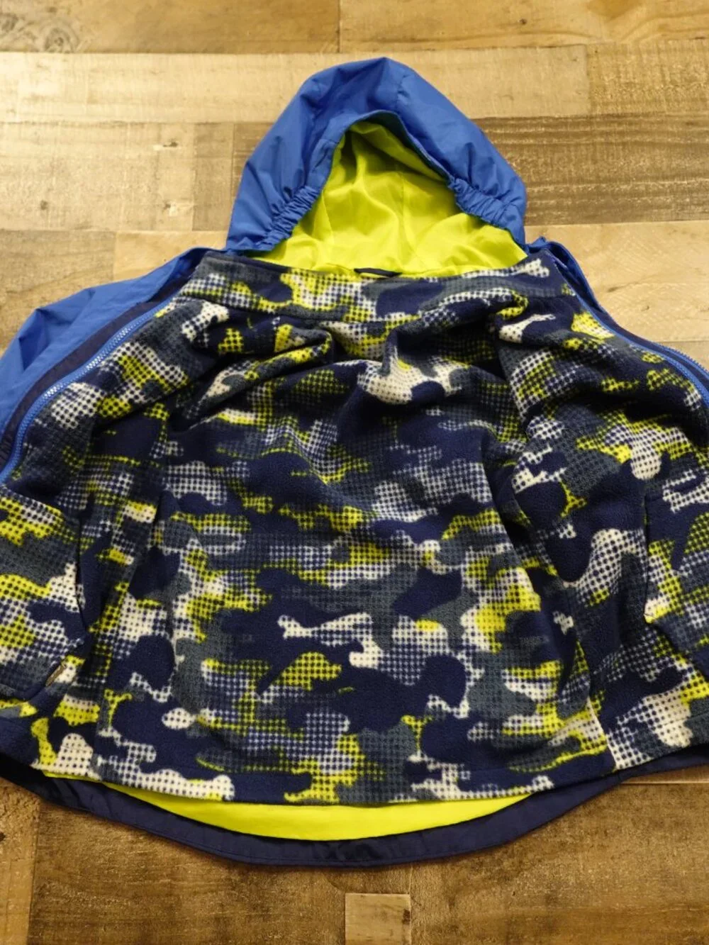 Eddie Bauer Lone Peak 3-In-1 Jacket Boys Medium 10/12 Blue Hooded Fleece